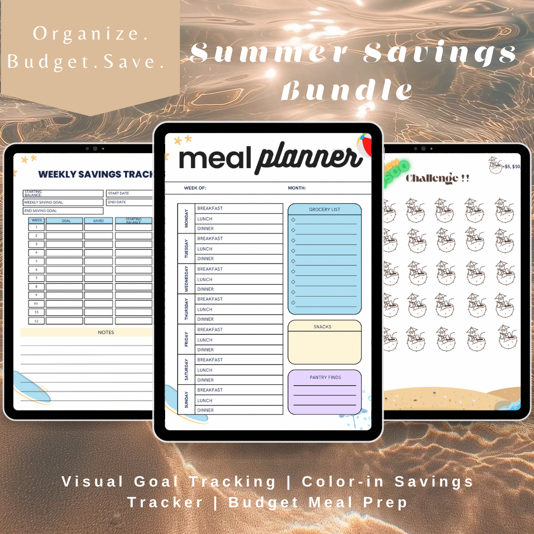 🌞 $500 Summer Savings Challenge Bundle – Printable & Digital Budget Planner Kit