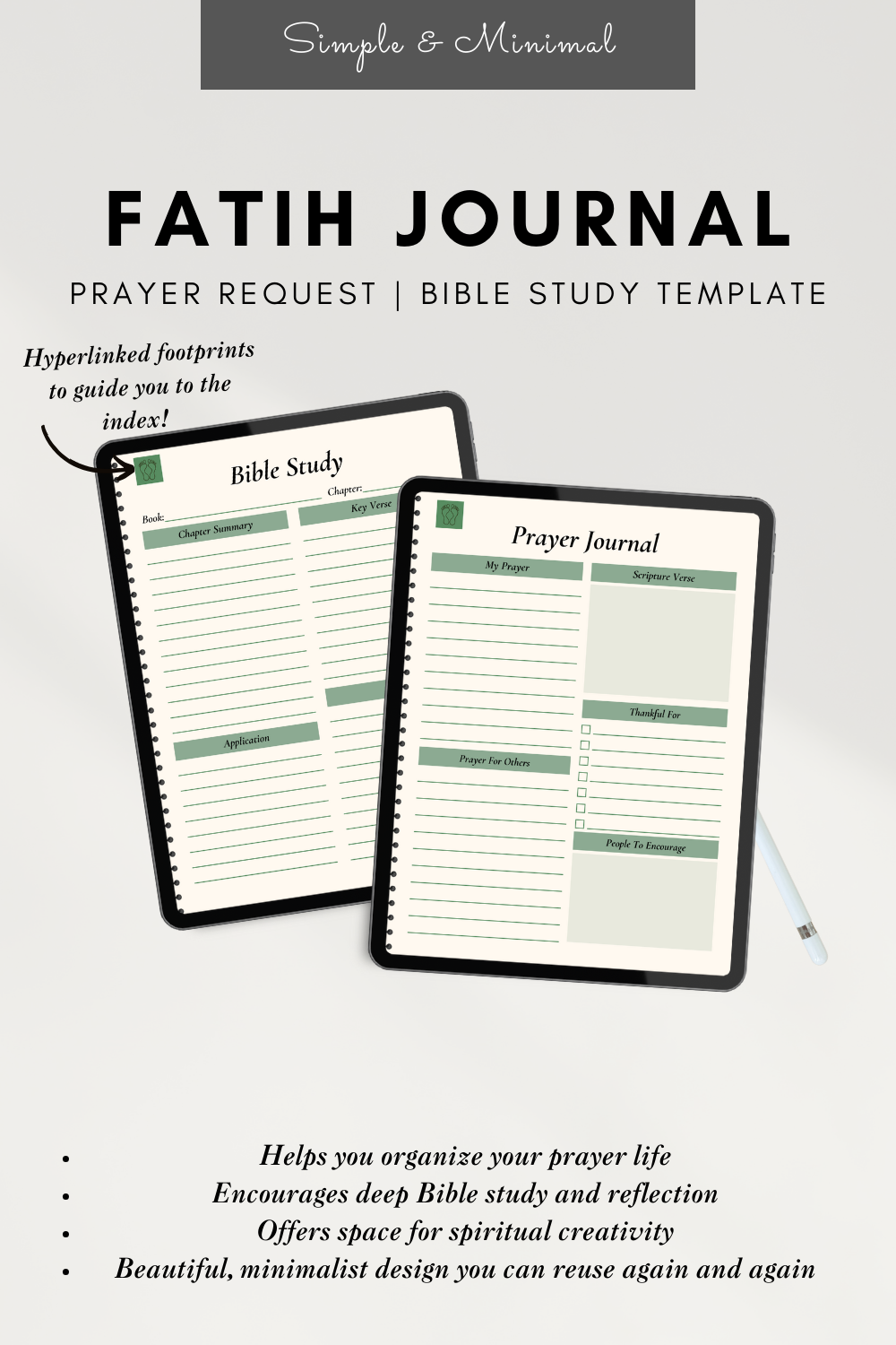 Walk by Faith Journal – Digital Faith-Based Prayer & Bible Study Planner **HyperLinked**